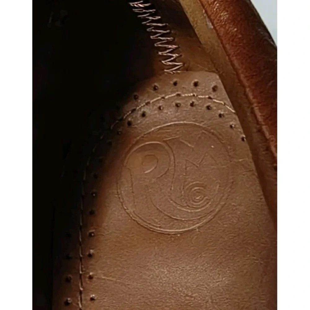 Russell Moccasin Co. 7.5 E Brown Exotic Leather Lace-Up Mens Fishing Boat EUC